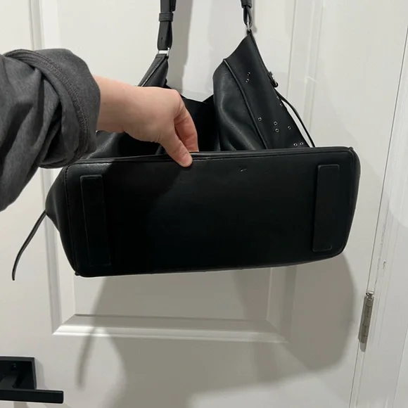 All Saints Black Junai North South Leather Studded Shoulder Tote Bag - Picture 4 of 15